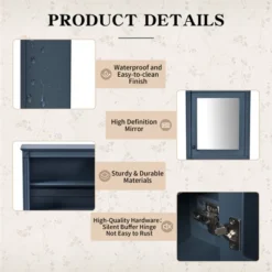 24'' X 27'' Wall Mounted Bathroom Storage Cabinet With Mirror, Medicine Cabinet With Height Adjustable Shelf, Over The Toilet Space Saver Cabinet -Bold Design Store GUEST 41719880 120e 4511 ae1b effca9f00af6