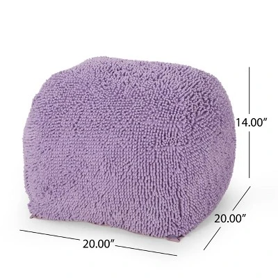 Spongy Microfiber Square Pouf, Lavender 5 Spongy Microfiber Square Pouf, Lavender - Image 5