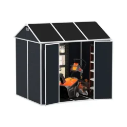 8*7ft Outdoor Storage Shed, Outdoor Resin Shed With Two-Window And Double-Door, Plastic Shed With Floor For Garden, Patio, Yard, Lawn (Dark Gray) -Bold Design Store GUEST 424c80a7 81ec 472a 878e 8fb4076a57cf