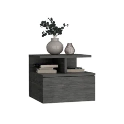 Floating Nightstand 12"H, Wall Mounted With Single Drawer And 2-Tier Shelf, Smokey Oak 9 Floating Nightstand 12"H, Wall Mounted With Single Drawer And 2-Tier Shelf, Smokey Oak -Bold Design Store GUEST 439de7ba 86d8 4990 9e7d f6f6c8b25b94