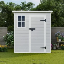 6x6 FT Outdoor Resin Storage Shed , Waterproof,with Floor & Window & Lockable Doors And Vents, Tool Shed For Bike,Garden,All Weather Use, Light Grey -Bold Design Store GUEST 447ab06e 9299 4a3c 85b7 dc14a94e1e8e