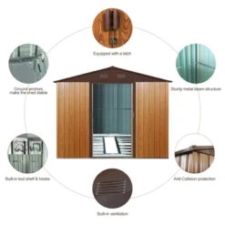 8ft X 10ft Outdoor Metal Storage Shed With Metal Foundation,Coffee -Bold Design Store GUEST 467ec7c4 a06d 4a1c 875d 6c1f7c96e65f