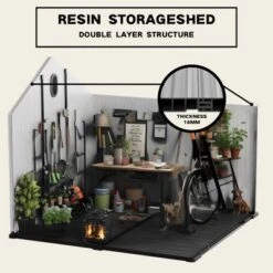 XWT012-1 6*8ft Resin Plastic Storage Shed For Backyard Garden Big Spire Tool Storage -Bold Design Store GUEST 46c473e3 8dde 43f5 a57a db0039a80b74