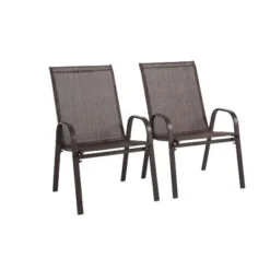 2 Piece Patio Chairs,Outdoor Camping Chair With Breathable Textilene Fabric,Set Of 2 Chairs With Armrest High Backrest For Garden,Space Saving( Brown) -Bold Design Store GUEST 46c52a24 b31e 4458 a4ee a1256b000b1c