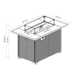 44" Propane Gas Fire Pit Table, 50000 BTU Rectangular Fire Pit, Tile Tabletop With Beautiful Wicker Base For Outside Patio Deck Garden Courtyard-Brown -Bold Design Store GUEST 47536940 224a 483a bcaf 3955b74e7908
