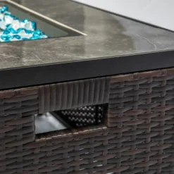 32" Propane Gas Fire Pit Table, 50000 BTU Rectangular Fire Pit, Tile Tabletop With Beautiful Wicker Base For Outside Patio Deck Garden Courtyard-Brown 25 32" Propane Gas Fire Pit Table, 50000 BTU Rectangular Fire Pit, Tile Tabletop With Beautiful Wicker Base For Outside Patio Deck Garden Courtyard-Brown -Bold Design Store GUEST 478725ec 96de 43ef 85aa 2e9c19847564