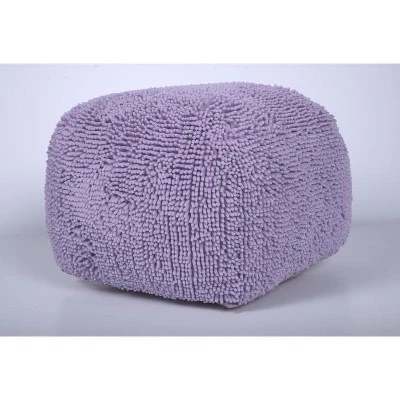 Spongy Microfiber Square Pouf, Lavender 4 Spongy Microfiber Square Pouf, Lavender - Image 4