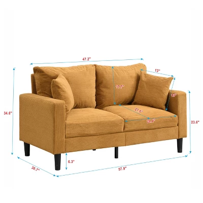 57 " High Resilience Loveseat Sofa, Wooden Frame 2 Seat Sofa, Comfy , Small Space Saving Modern Polyester Sofa 9 57 " High Resilience Loveseat Sofa, Wooden Frame 2 Seat Sofa, Comfy , Small Space Saving Modern Polyester Sofa - Image 9