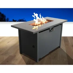 43" Smoked Glass Metal Rectangle Fire Pit -Bold Design Store GUEST 4b626351 787d 4a2d 9a46 7317bb911440