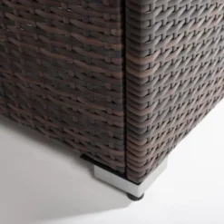 44" Propane Gas Fire Pit Table, 50000 BTU Rectangular Fire Pit, Tile Tabletop With Beautiful Wicker Base For Outside Patio Deck Garden Courtyard-Brown -Bold Design Store GUEST 4c113404 a20f 41df 9d84 03feb9a9915d