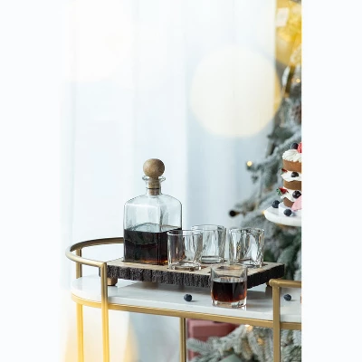 S/6 Alaine Bar Set With Mango Wood Stand 2 S/6 Alaine Bar Set With Mango Wood Stand - Image 2