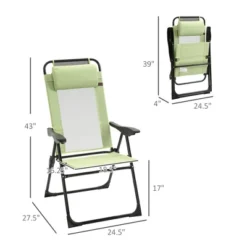 Folding Patio Chairs Set Of 2, Outdoor Deck Chair With Adjustable Sling Back, Camping Chair With Removable Headrest For Garden, Backyard, Lawn, Green -Bold Design Store GUEST 4e3162cf 9446 46ba 9ec7 aaaf232511d1