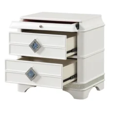 Laguna Modern Style 2-Drawer Night Stand Made With Wood, Hidden Jewelry Drawer And Crystal Accents In White Same As G150108982 (NJ Inventory) -Bold Design Store GUEST 4fb93102 1c4f 42fd 9be3 f28ff09e6742