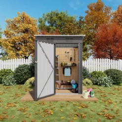 5X3 FT Outdoor Storage Shed, Tool Shed With Pitched Roof And Lockable Door Compact Metal Tool Shed For Garden, Backyard, Patio,Bike Storage, Gray -Bold Design Store GUEST 5122d68d 4442 4bca 94f8 99f4e5069b5e