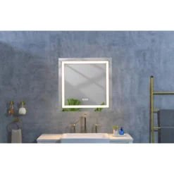36inx 36inLED Bathroom Mirror With Front And Backlight, Wall Mounted Vanity Mirror, Anti-Fog, Memory, 3 Colors, Stepless Dimmable -Bold Design Store GUEST 51de7244 26e8 4c8f bc86 508b5897f81b