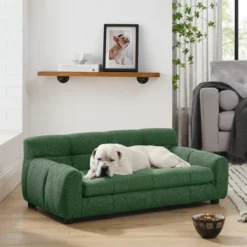 Soft And Comfortable Pet Sofa With Backrest And Armrests, Suitable For Modern Rectangular Pet Sofas For Small And Medium-sized Dogs-Green -Bold Design Store GUEST 52333829 9e34 4f48 8555 c3b1b73a573f