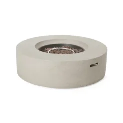 Outdoor 50,000 BTU Round MgO Concrete Propane Fire Pit, Light Grey (Tank Cover Not Included) -Bold Design Store GUEST 52a01c2c fcae 445f 8321 f6211c88772a