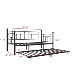 Twin Size Daybed Metal Frame With Trundle Set, Twin Day Bed Sofa, Daybed And Roll Sofa Bed For Guest Room, Bedroom, Living Room, Victorian Style -Bold Design Store GUEST 5445b49b 39fd 45fc b137 6ceeea83707a