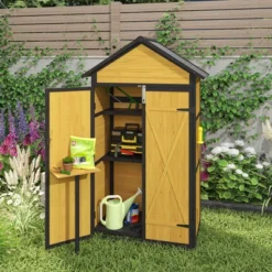 Outdoor Storage Cabinet Storage Shed With Waterproof Roof Lockable Doors Removable Shelves Foldable Table Hooks 69 Inches Garden Tool Shed -Bold Design Store GUEST 5490b0d6 b241 4f36 a5a0 07b85215aa17