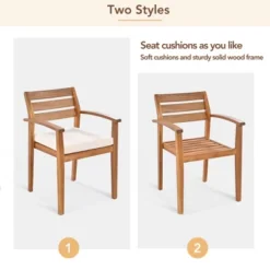 GO Outdoor Wood Dining Set For 7-8 Person, Outdoor Dining Furniture With Removable Cushions, Ergonomic Chairs And Bench, Thicker Table, Nature -Bold Design Store GUEST 56401a89 5dd6 4367 88e5 c9c97ee4b104