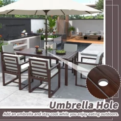 Patio Dining Set Outdoor Dining Table And Chair Set With And Removable Cushions For Patio, Backyard, Garden, Dark Brown -Bold Design Store GUEST 566d8a42 1a77 4fa2 ba4c 70cc960b6a72