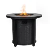 30" Propane Gas Fire Pit Table, 50000 BTU Round Steel Fire Pit For Outside Patio Deck Garden Courtyard-Black