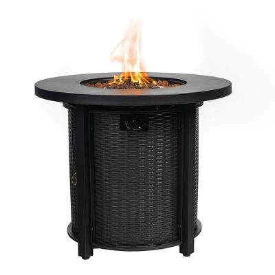 30" Propane Gas Fire Pit Table, 50000 BTU Round Steel Fire Pit For Outside Patio Deck Garden Courtyard-Black 1 30" Propane Gas Fire Pit Table, 50000 BTU Round Steel Fire Pit For Outside Patio Deck Garden Courtyard-Black