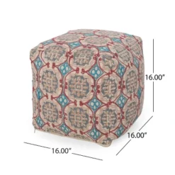 Amelia Handcrafted Fabric Pouf, Multicolored -Bold Design Store GUEST 572f9c21 6298 4880 a6dc 5eb1580e6aad