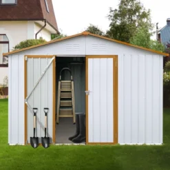 Metal Garden Sheds 12ftx10ft Outdoor Storage Sheds White+Yellow 11 Metal Garden Sheds 12ftx10ft Outdoor Storage Sheds White+Yellow -Bold Design Store GUEST 598195a5 ad2b 476e a24c 7fa0c0978553