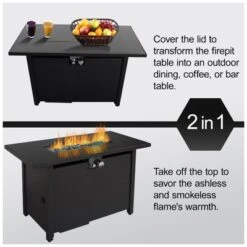 25" H X 42" W Steel Outdoor Fire Pit Table With Lid 10 25" H X 42" W Steel Outdoor Fire Pit Table With Lid -Bold Design Store GUEST 59ce261c 62af 4190 8995 37bd2378e361
