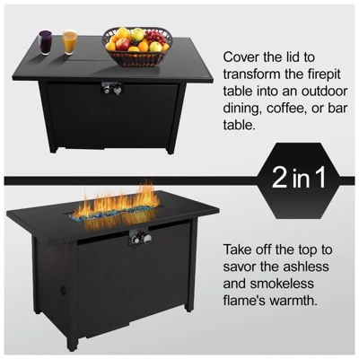 25" H X 42" W Steel Outdoor Fire Pit Table With Lid 5 25" H X 42" W Steel Outdoor Fire Pit Table With Lid - Image 5