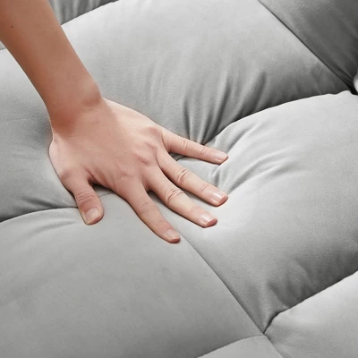 Modern Polyester Loveseat Futon Sofa Couch W/Polyesterllout Bed,Small Love Seat Lounge Sofa W/Reclining Backrest,Toss Pillows, Pockets 7 Modern Polyester Loveseat Futon Sofa Couch W/Polyesterllout Bed,Small Love Seat Lounge Sofa W/Reclining Backrest,Toss Pillows, Pockets - Image 7