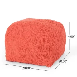 Spongy Microfiber Square Pouf, Coral -Bold Design Store GUEST 5a633994 72e5 4e2f a4f9 2d6f04a559fc
