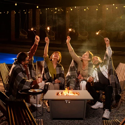 25" H X 42" W Steel Outdoor Fire Pit Table With Lid 1 25" H X 42" W Steel Outdoor Fire Pit Table With Lid