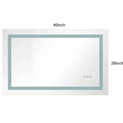 40 X 28 Inch LED Bathroom Mirror With Front And Backlight, Wall Mounted Vanity Mirror, Anti-Fog, Memory, 3 Colors, Stepless Dimmable -Bold Design Store GUEST 5ad0ae39 0483 40c5 9357 7a4bec10ee15