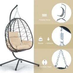 Egg Chair With Stand Indoor Outdoor Swing Chair Patio Wicker Hanging Egg Chair Hanging Basket Chair Hammock Chair With Stand For Bedroom Room Balcony -Bold Design Store GUEST 5b0c99bc 460e 4007 87f0 ec1338092775
