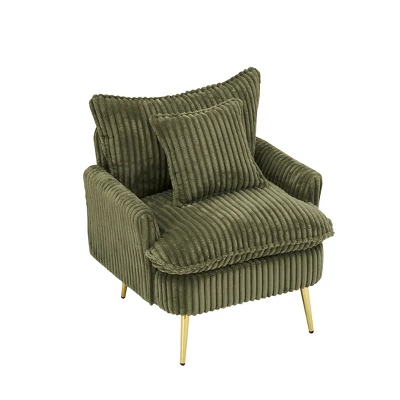 30.31 Inch Single Chair Fashion Sofa, Green Sofa, Coarse Polyester Polyester, Soft And Comfortable, Suitable For Apartment Office Living Room Bedroom 2 30.31 Inch Single Chair Fashion Sofa, Green Sofa, Coarse Polyester Polyester, Soft And Comfortable, Suitable For Apartment Office Living Room Bedroom - Image 2