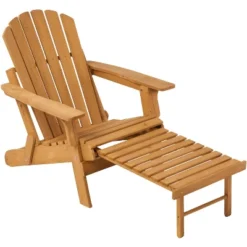 Outdoor Wooden Folding Adirondack Chair With Retractable Ottoman, Pre-Assembled BackRest & SeatBoard, Wood Patio Chair For Garden Backyard Porch Pool -Bold Design Store GUEST 5b72ffdd 7cf7 4564 a8c8 fff577ba0dbe