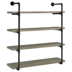 Black And Grey Driftwood 4-tier Wall Shelf