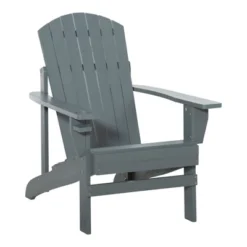 Outsunny Wooden Adirondack Chair, Outdoor Patio Lawn Chair With Cup Holder, Weather Resistant Lawn Furniture, Classic Lounge For Deck, Garden,Grey -Bold Design Store GUEST 5d8d081f a353 46ae aa29 34d6bf8d5679