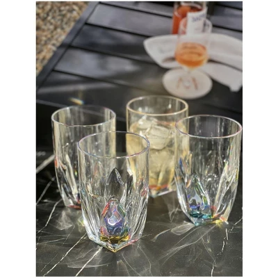 Rainbow Diamond Acrylic Glasses Drinking Set Of 4 Hi Ball (17oz), Plastic Drinking Glasses, BPA Free, Drinkware Set, Drinking Water Glasses 4 Rainbow Diamond Acrylic Glasses Drinking Set Of 4 Hi Ball (17oz), Plastic Drinking Glasses, BPA Free, Drinkware Set, Drinking Water Glasses - Image 4