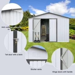 Metal Garden Sheds 12ftx10ft Outdoor Storage Sheds White+Grey -Bold Design Store GUEST 5dc884b5 6fa3 4d29 b58a 6ccce0d7945f