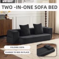 Ebern Designs Transformable Sectional Sofa With 3 Ottoman Stools - Supportive Polyester Fold-Out Bed, Compact Polyester Lounger For Small Spaces Home -Bold Design Store GUEST 5e283cad 4220 4e2f 8566 d54764023117