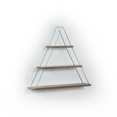 Moset Floating Wall Decor Wall Mounted Rustic Decorative Hanging Metal Bracket Triangle Shelf For Books, Walnut/Chrome 2 Moset Floating Wall Decor Wall Mounted Rustic Decorative Hanging Metal Bracket Triangle Shelf For Books, Walnut/Chrome - Image 2