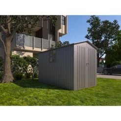 Motorcycle Outdoor Steel Storage Shed With Window ,tracks And Fixtures,Grey -Bold Design Store GUEST 5f60d149 744b 4d60 a240 51b1d30fb294