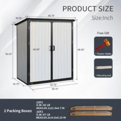 5x3FT Outdoor Storage Shed Waterproof Resin Cabinet With Lockable Doors For Bikes And Patio Furniture -Bold Design Store GUEST 604c45a5 89a1 4f56 a28a cb400bf46a0d