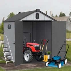 XWT012-1 6*8ft Resin Plastic Storage Shed For Backyard Garden Big Spire Tool Storage