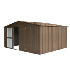 Backyard Storage Shed 11' X 12.5' With Galvanized Steel Frame & Windows, Outdoor Garden Shed Metal Storage Room With Lockable Door For Patio(Brown) 13 Backyard Storage Shed 11' X 12.5' With Galvanized Steel Frame & Windows, Outdoor Garden Shed Metal Storage Room With Lockable Door For Patio(Brown) -Bold Design Store GUEST 6072ae7e 3f6a 4c76 967f 94c1e31c6ad5