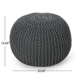Bordeaux Knitted Cotton Round Pouf, Gray 8 Bordeaux Knitted Cotton Round Pouf, Gray -Bold Design Store GUEST 60aceb48 3a06 4c8c 93b5 192139eca191