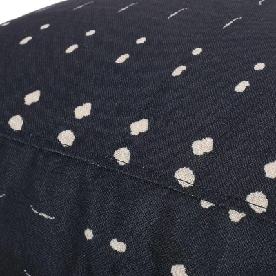 Dalm Fabric Square Pouf, Dark Blue And White 5 Dalm Fabric Square Pouf, Dark Blue And White - Image 5